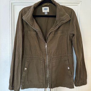 Old Navy Women's Full Zip Long sleeves Utility Field Jacket- Army Green/Brown